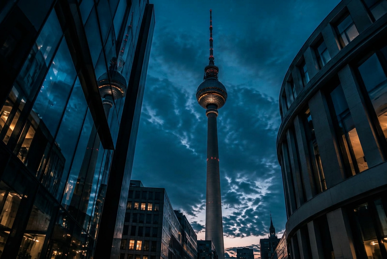 Berliner Fernsehturm zwischen moderner Architektur